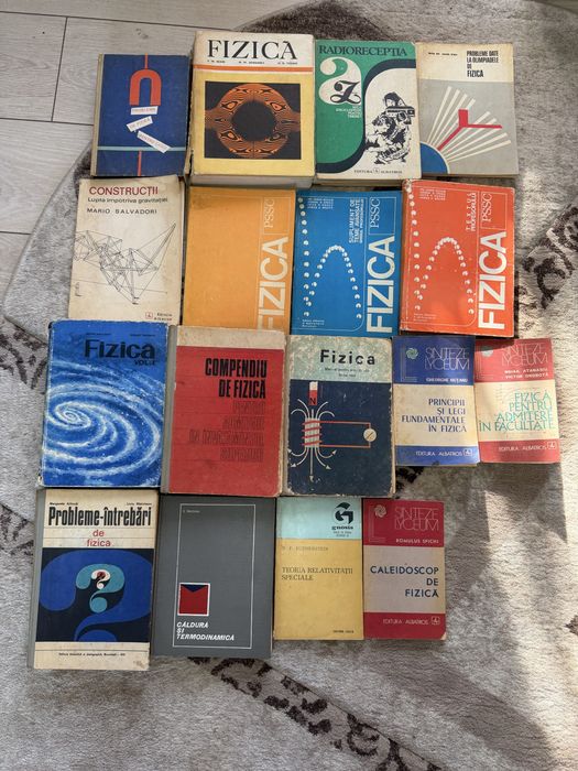 Lot  cărți vechi – fizică, matematică, chimie, literatură, contabilitate și lectură