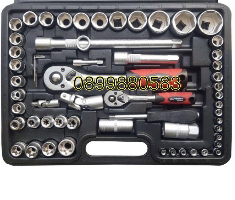 Комплект гедоре 108 части + прожектор падарък Kraftroyal