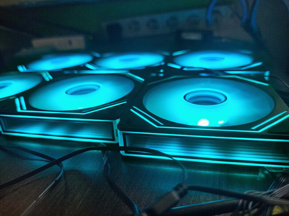 6 X Cooler Ventilator Acegeek ARGB PWM Infinity Mirror Black 120mm.