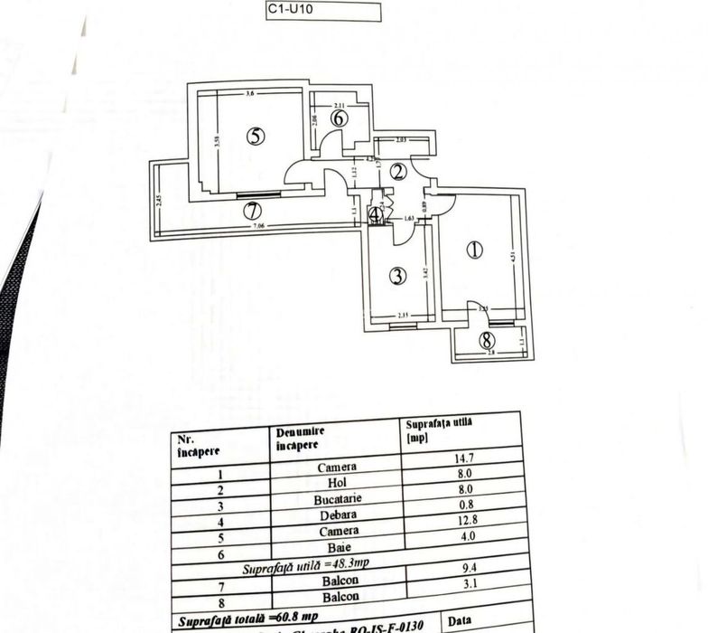 Centru - apartament 2 camere  60mp etaj2