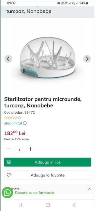 Sterilizator pentru microunde
