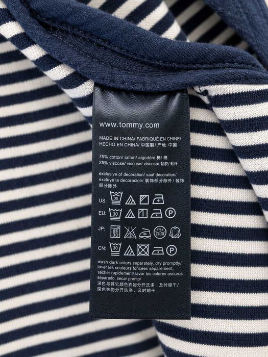 Cardigan damă Tommy Hilfiger bleumarin, bumbac și viscoză, model deschis cu interior în dungi, Mărimea L