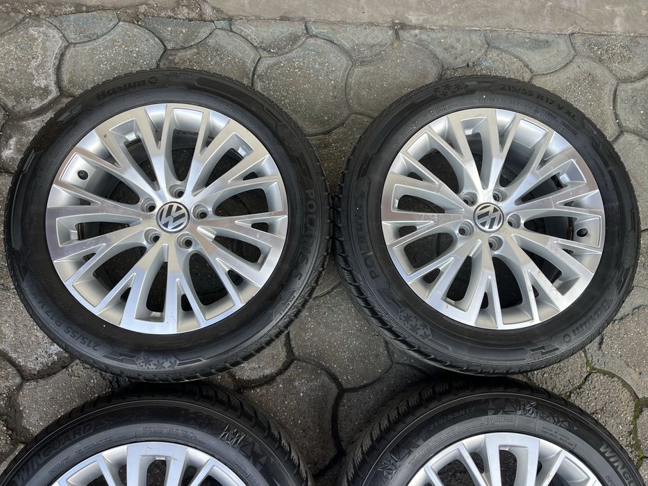 Jante aliaj 5x112mm, anvelope 215/55 R17, VW Passat, Skoda, Seat