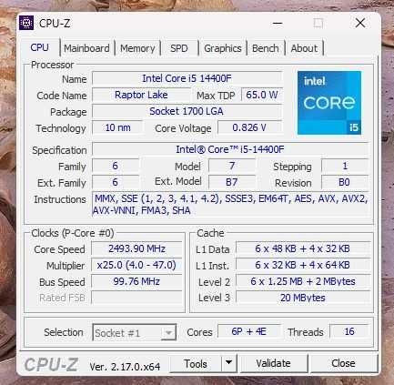 Kit  LGA 1700 MSI PRO H610M-E DDR4 + Intel I5 14400f (garantie 2028)