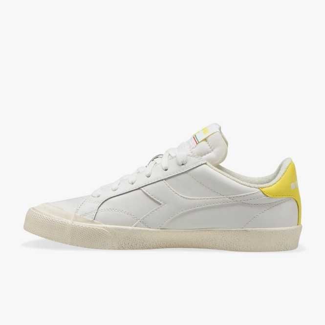 Pantofi sport dama, Diadora, Piele naturala, Alb/Galben, marimea 36