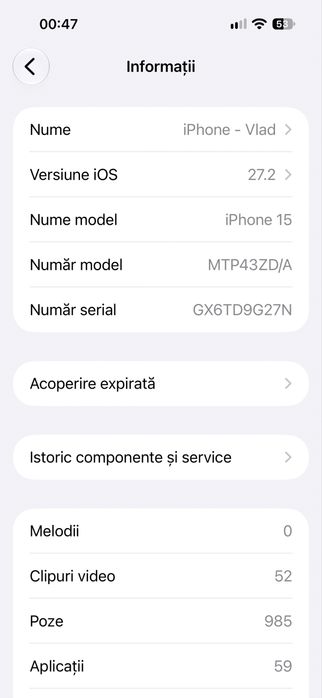 Vand/schimb iphone 15  100% baterie 128gb