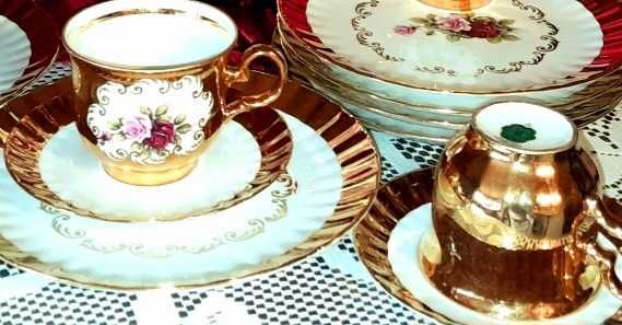 Баварски сервиз за чай с 24каратово златно покритие.