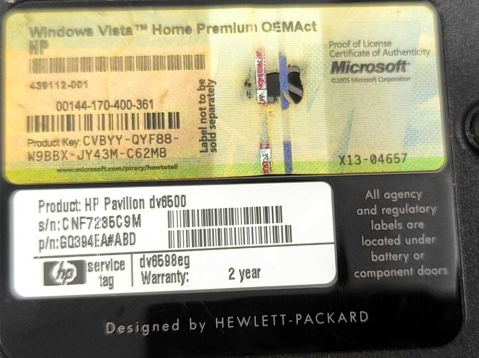 Laptop core 2 Duo - HP Pavilion dv6500 - functional, instalat