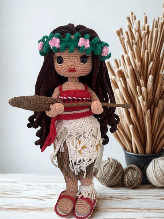 Плетена кукла “Смелата Ваяна” / Moana 35см