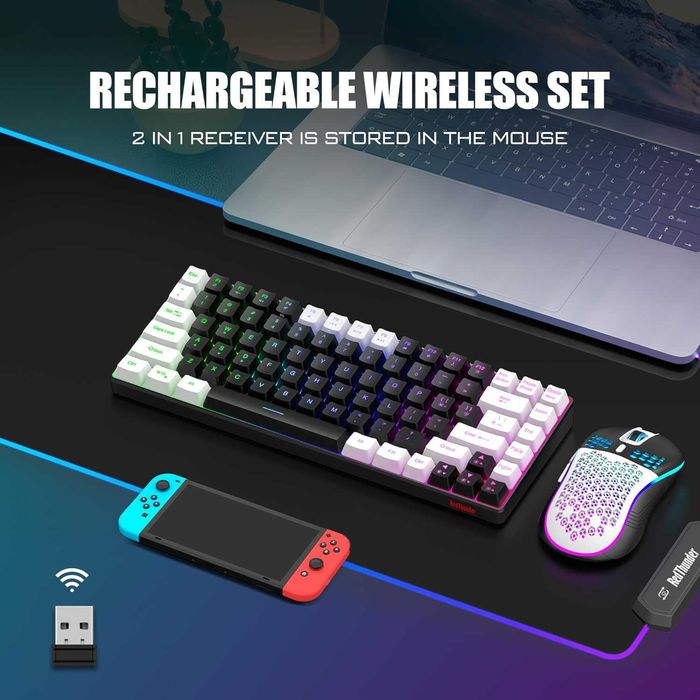 Combo Gaming Wireless RedThunder K84/Tastatură TKL și Mouse Honeycomb