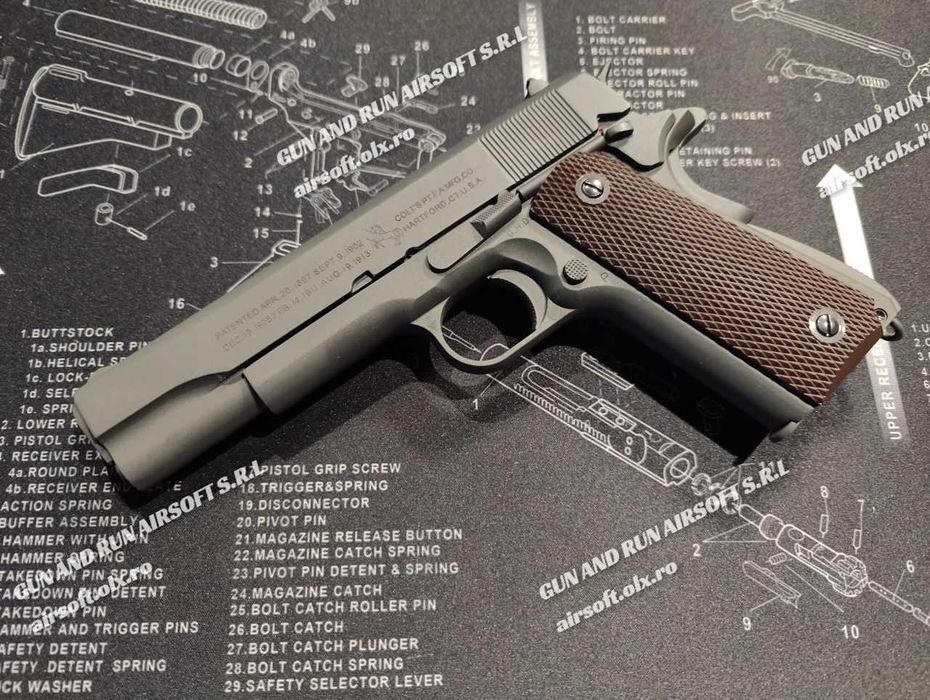 OFERTĂ EXCEPȚIONALĂ! Pistol Airsoft Colt - Modificat, 4.5J Automat!