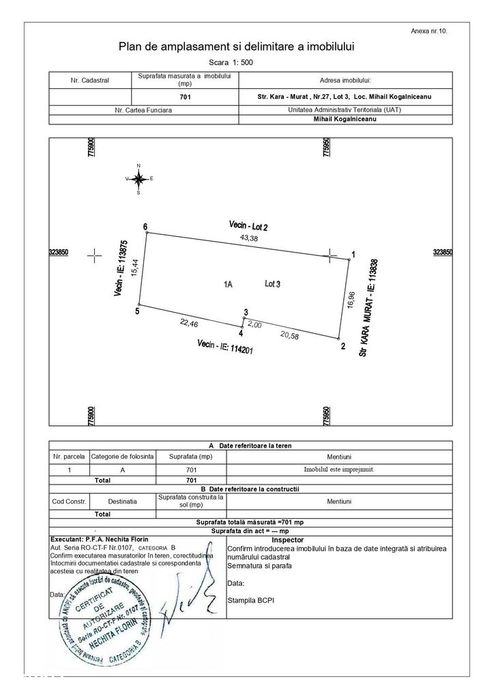 Lot Premium 701 mp – Strada Kara-Murat: Baza ideală pentru casa ta