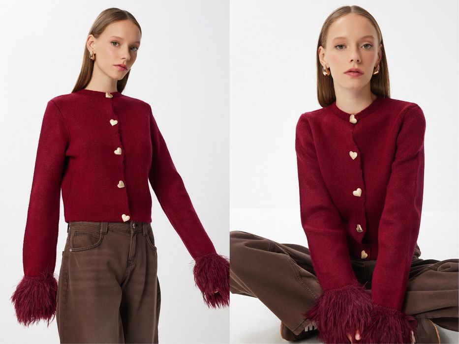 22€ Жилетка с ефект на ръкава бордо и черен цвят