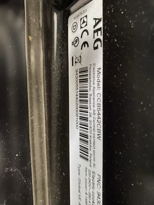 Свободностояща печка AEG 57 l  CCB5442CBW