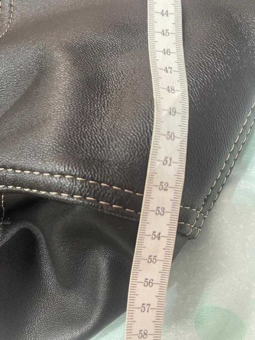 Geaca lunga din piele maro, matlasata - XL