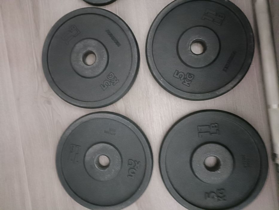 Set greutăți de fonta, bară dreaptă și gantere reglabile