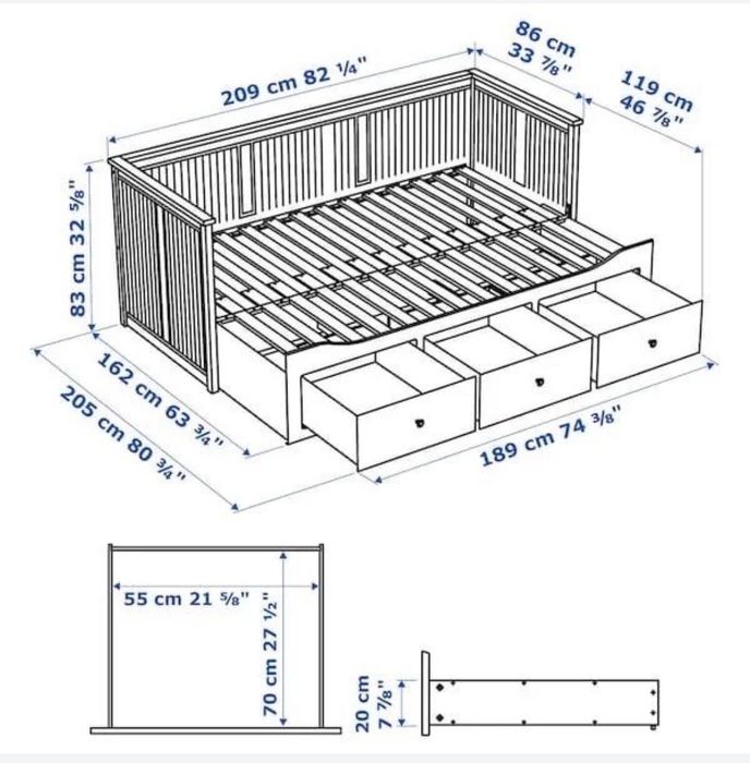 Икеа, кровать-кушетка IKEA HEMNES с ящиками.