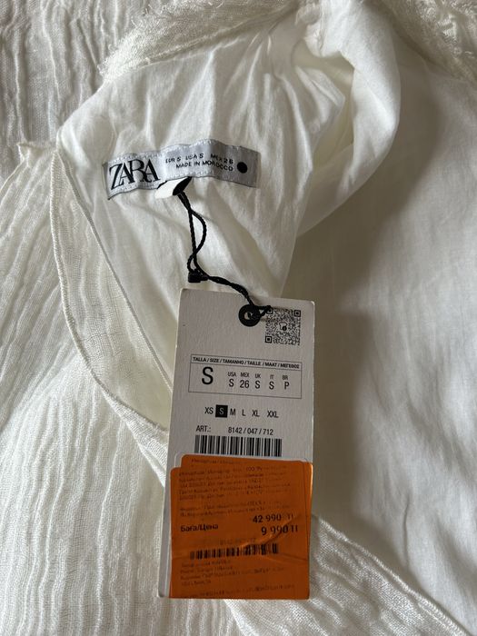 Платье белое Лен Zara S