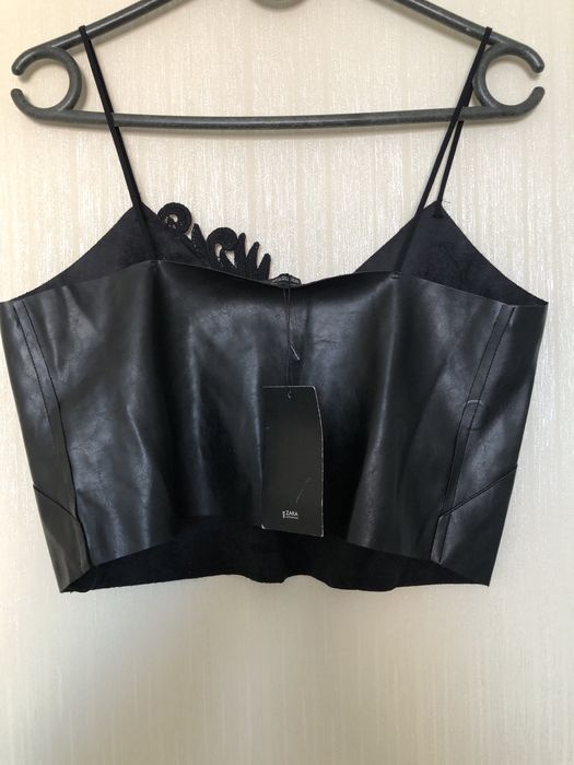 Топ майка  кожаная