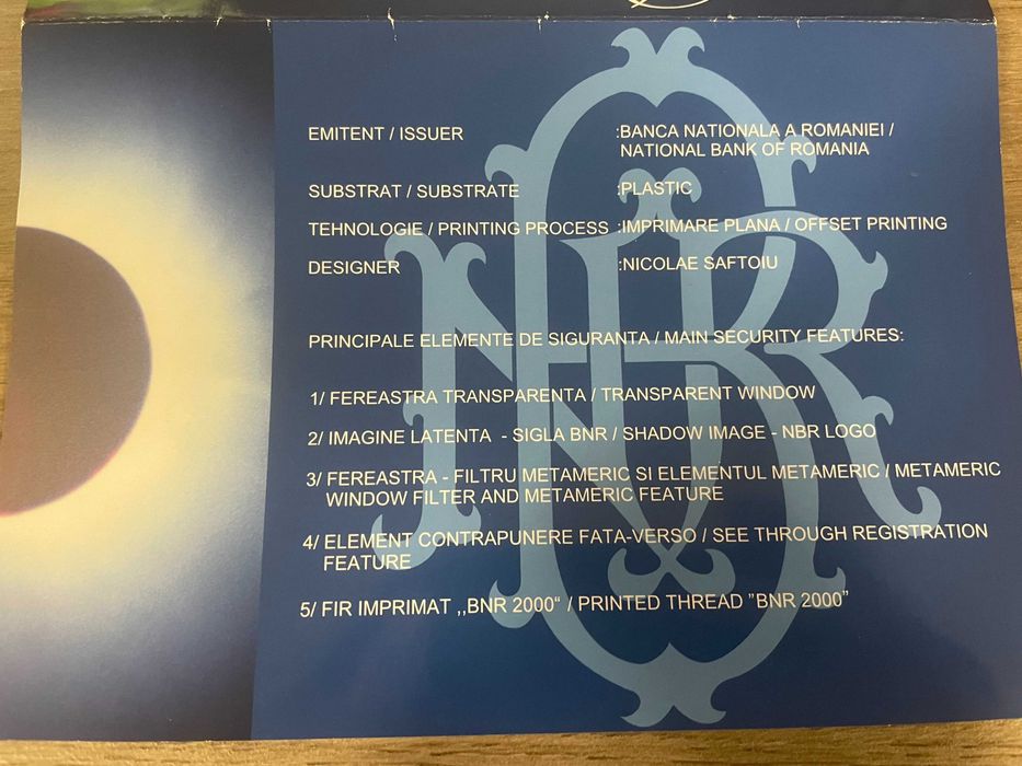 Bancnota 2000 LEI eclipsa 1999 editie speciala, necirculata