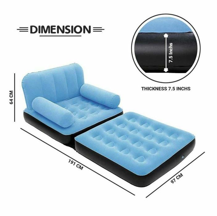 Кресло надувное с насосом-191х97 см. Доставка бесплатно