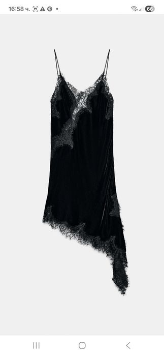 Zara сатенена черна рокля нова