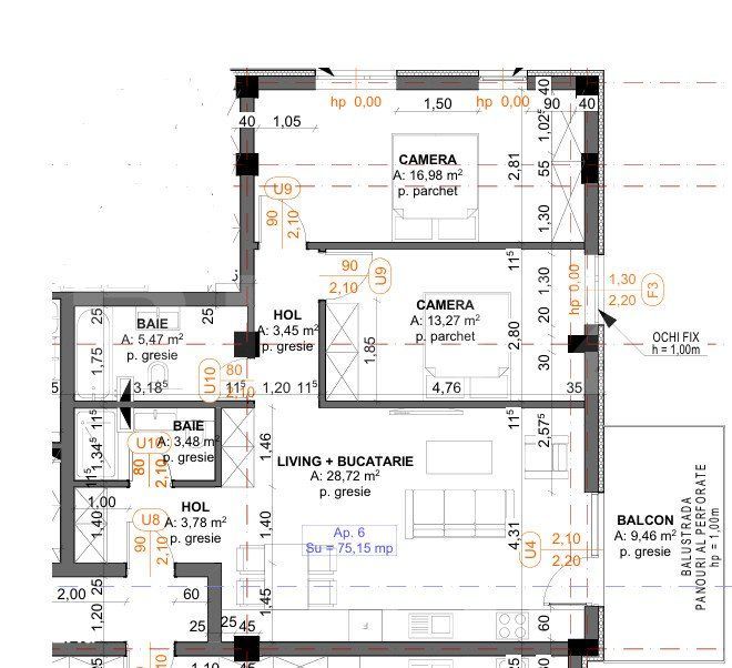 Comision 0!  Apartamente 3 camere, 75.15mp, Iris.
