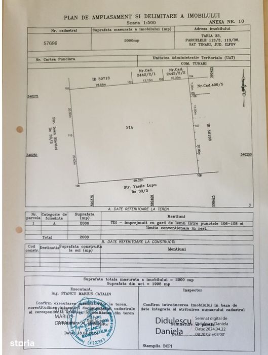 Teren 2.000 mp pe colț, 2 fronturi 50m și 40m, utilități complete