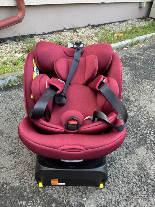 Scaun Auto B-Joy DELUXE BUF BOOF iSIZE Red cu Isofix pozitie somn 155 grade rotativ 360 grade 40-150 cm