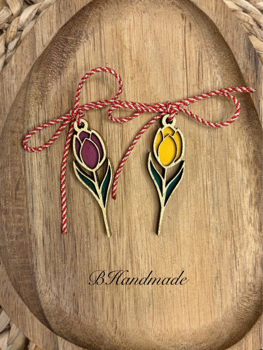 Дървени ръчно изработени мартеници