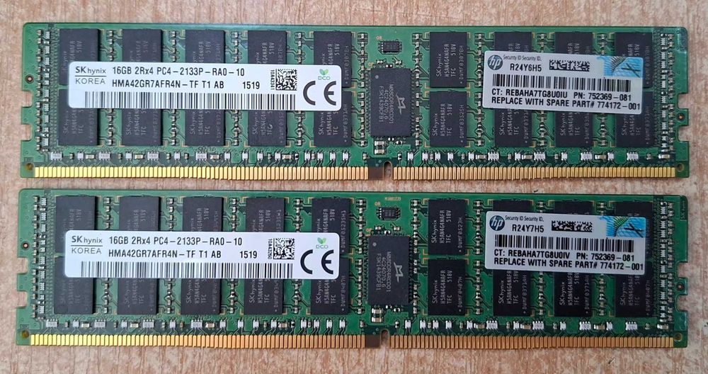 2x16GB DDR4 ECC Registered (RDIMM) сървърна памет –  2133 MHz. + Гаранция