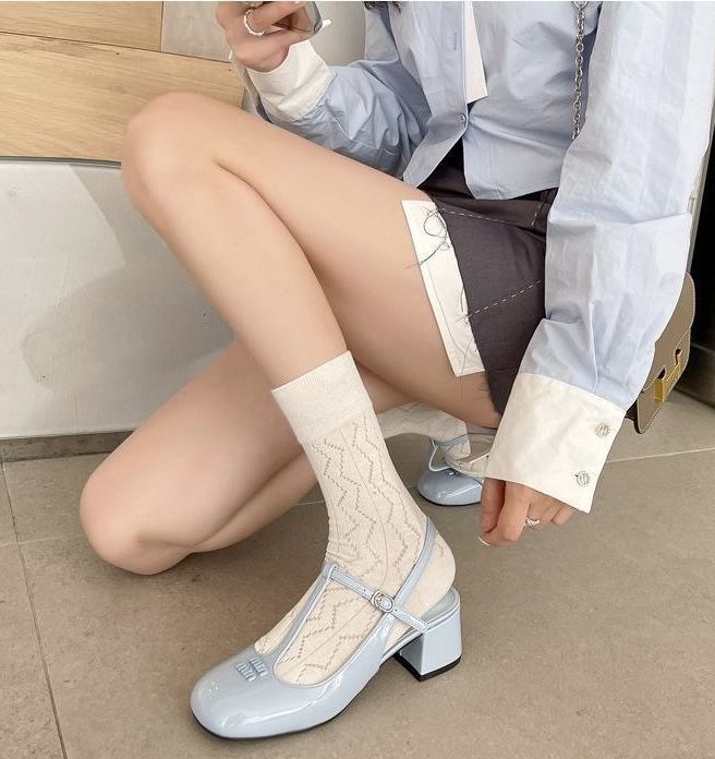 Босоножки голубые miumiu