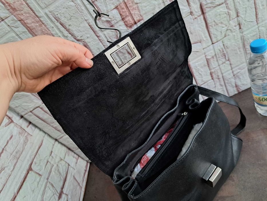 дамска чанта,черна кожена торба-естествена кожа