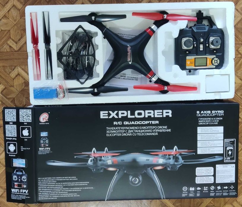 Нов дрон с камера, 4 батерии и бързо зарядно