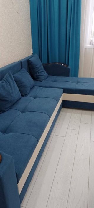 Диван раскладной угловой синий