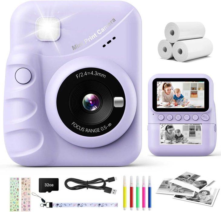 Cameră pentru copii imprimare instantanee + 32GB micro sd