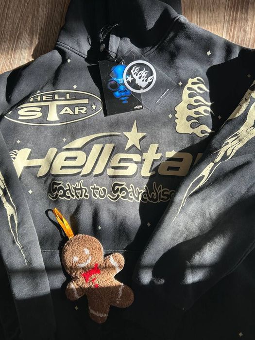 Black Hellstar Washed Racer Hoodie