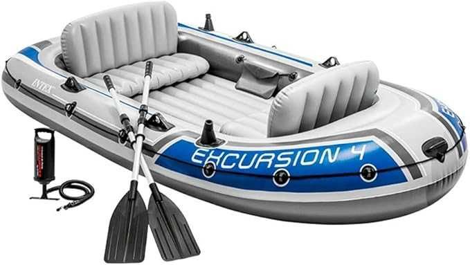 Set barcă gonflabilă Intex Excursion cu vâsle și pompă din aluminiu (model pentru 4 sau 5 persoane)