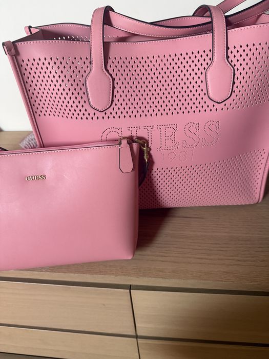 GUESS Дамска чанта розова 40х33х14 см