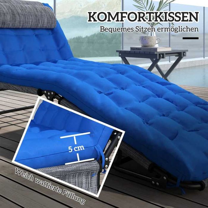 Шезлонг Outsunny, регулируема облегалка на 4 нива, възглавница