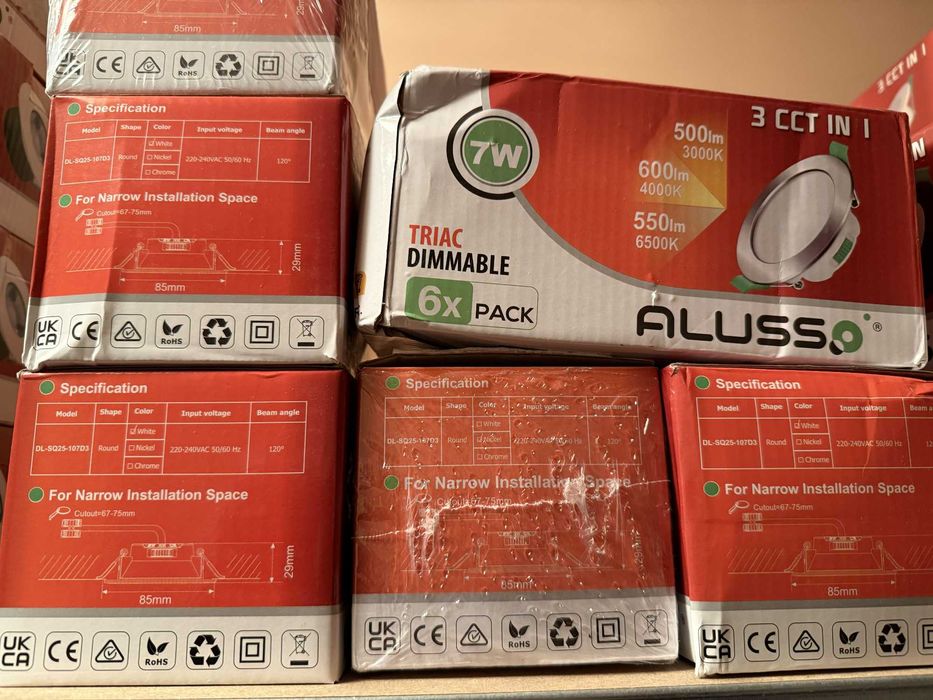 Bec Incastrat Spot LED ALUSSO,7W cu reglaj,pachet 6 buc,clasaF,67-75mm