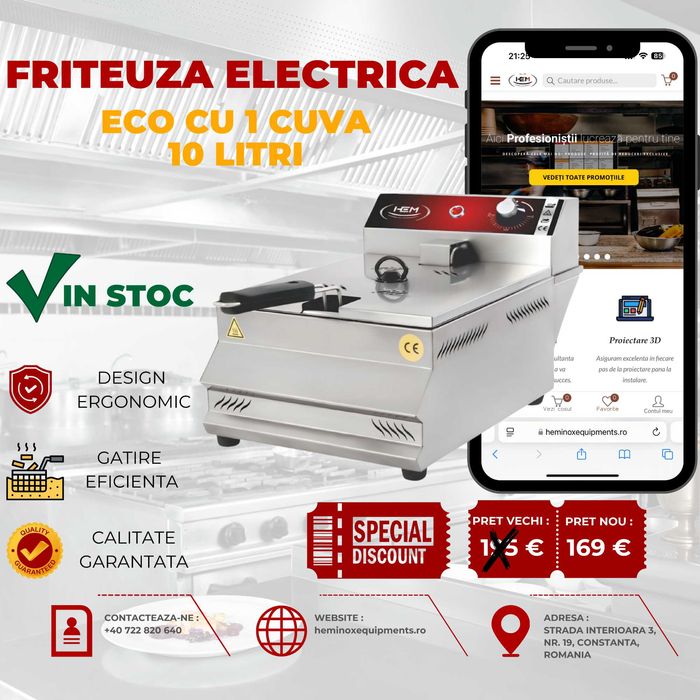 Friteuza Inox Electrica 3L- 3+3L- 5L-5+5 L- 8L -8+8 L Preturi Reale