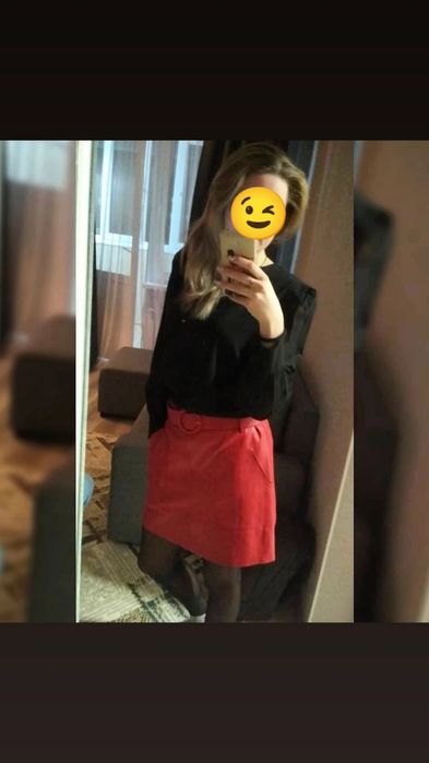 Юбка кожаная мини женская