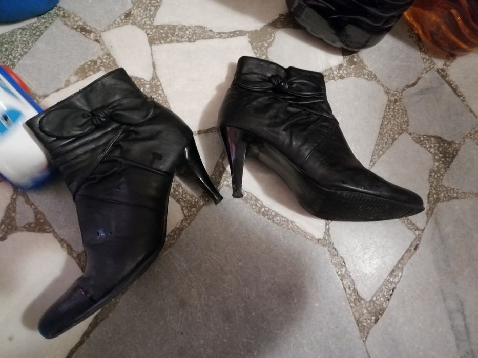 Зимни топли ботуши,естествена кожа с масивен токN39+ПОДАРЪК боти с ток