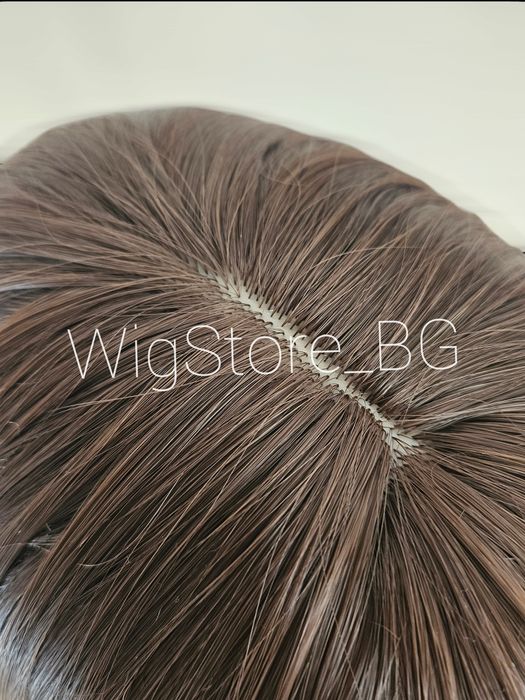 Светло кестенява омбре перука с бретон