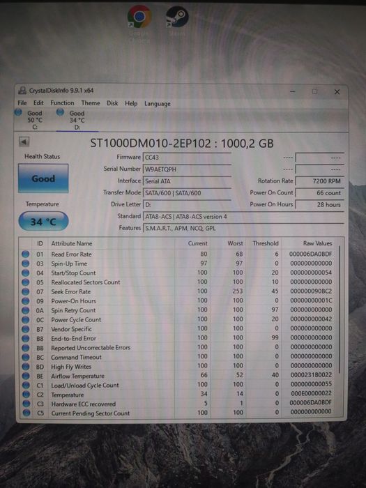 Seagate ST1000DM010-2EP102 – HDD 1TB, 7200 RPM, SATA III