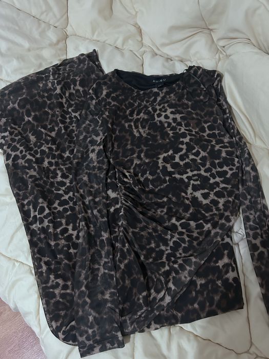 Дълга елегантна леопардова рокля