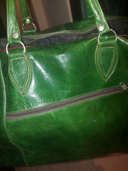Geanta de voiaj din piele vintage verde