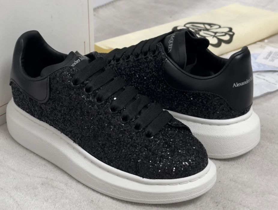 Adidasi Alexander Mcqueen cu sclipici glitter piele naturala