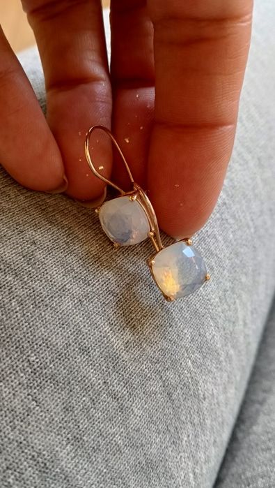 Златни обеци с камъни Аквамарин